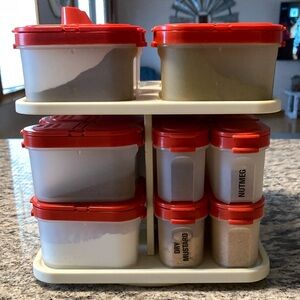 Tupperware Red and Cream Food Storage Set